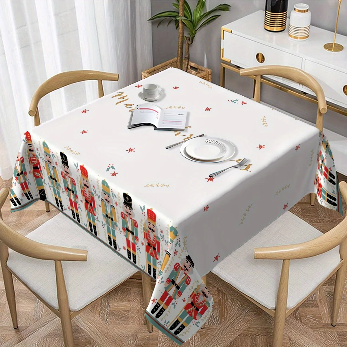 Yrendenge Tovaglia natalizia rossa, fiocco di neve, impermeabile, rettangolare, lavabile, gradiente, tovaglia invernale, decorazione per la casa, per esterni, 140 x 240 cm
