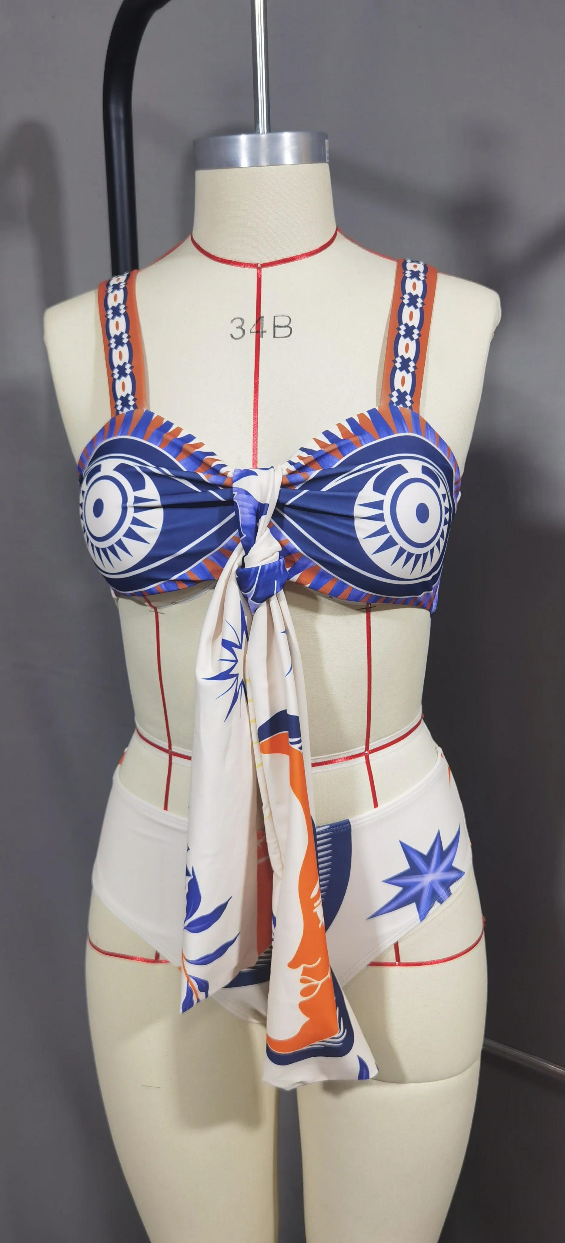 3Pcs Sets Vintage 2024 Women Swimwear Two Piece Sexy Bikini Swimsuits +Sarong Bandage Designer Bathing Suit Summer Beach Wear