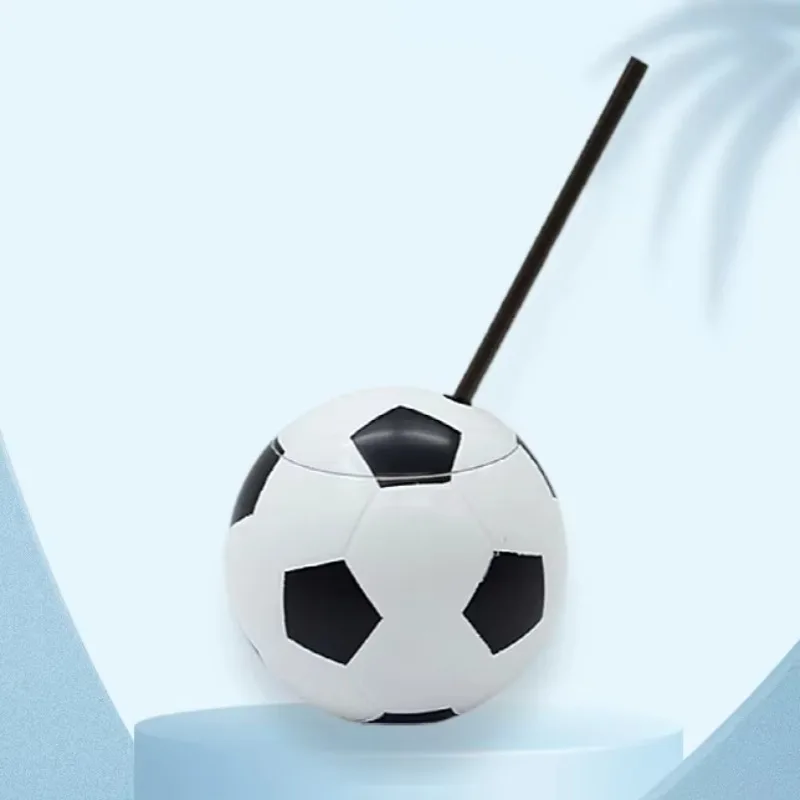 Football Theme Football Shaped Cups Reusable Basketball Bottle with Lid and Straw Friends Party Arrangement Supplies