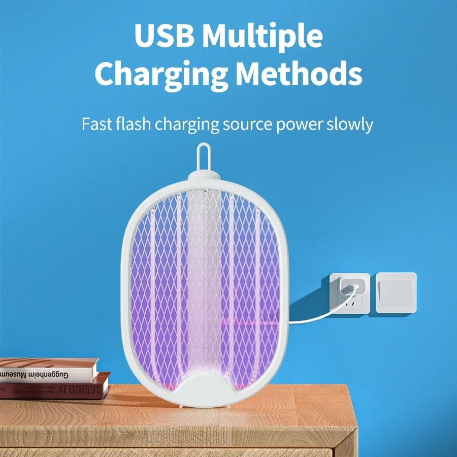 DW1 Mosquito Swatter Lamp 2 in 1 Purple Light Folding USB Rechargeable