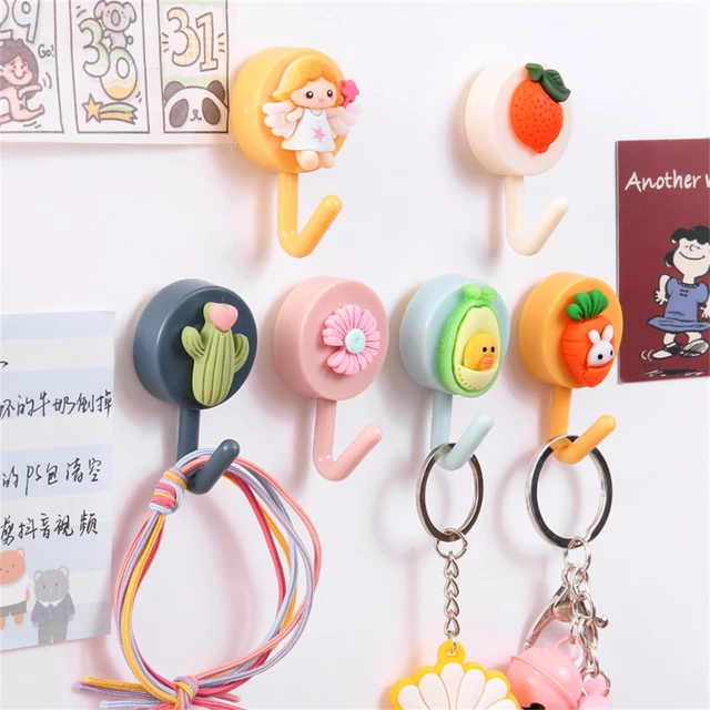 1pc Cute Wall Hooks Key Holder Door Hanging Plastic Self Adhesive Wall  Hanger Cartoon Fruits Shape Hook For Kids Room Home Decor - AliExpress