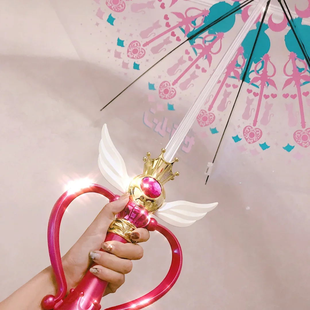 

Anime Magic Stick Moonlight Umbrella Second Generation Clear LED Light Transparent Umbrella Costume Cosplay Show Props Girl Gift