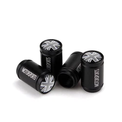 UK Flag Tire Valve Cap Covers - Set of 4, Car and Bike Accessories (4PCS Set Black)