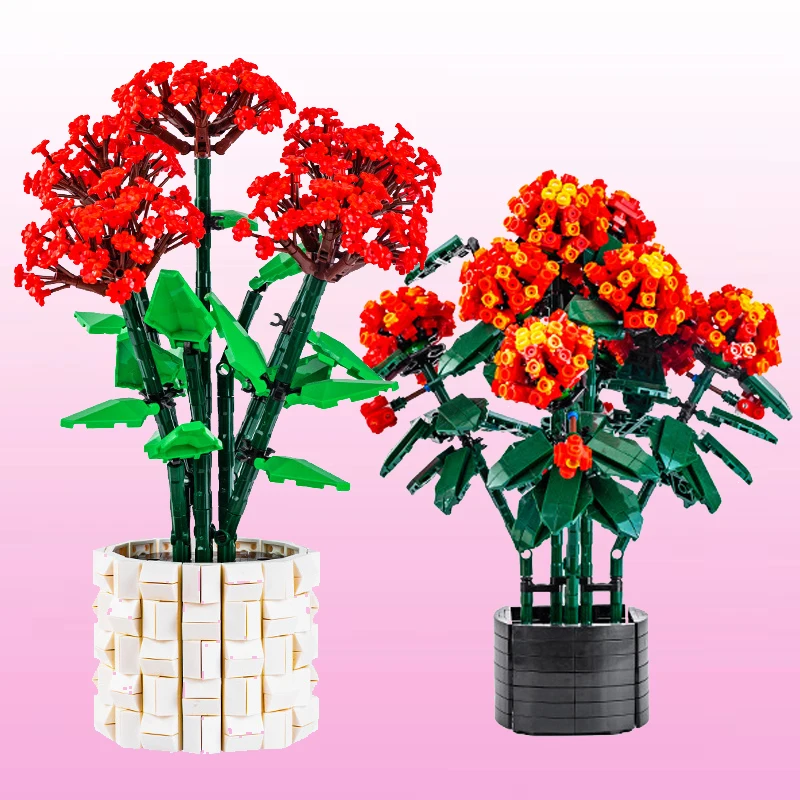 

Pentagram Bouquet Flower Building Blocks Roses Bonsai Potted Plant City Creativity Home Decoration Bricks Kids Toys Christmas Gi