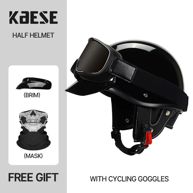 

Motorcycle Helmet Casco Moto Helmet Vintage Retro Capacete De Moto Equipment Half Face Scooter Cycling Safety Cap DOT Approved
