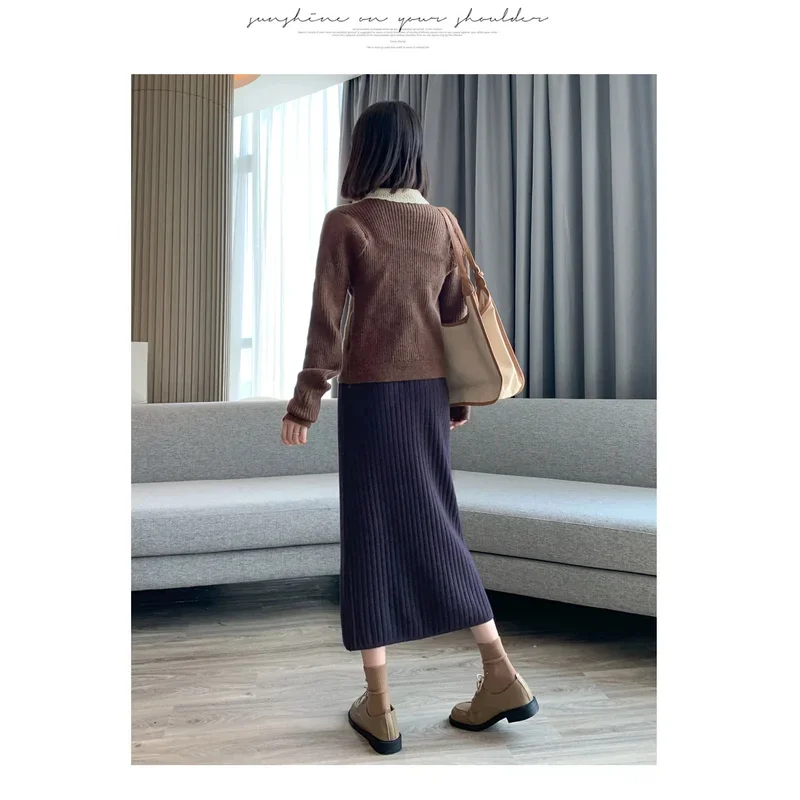 Fashion Maternity Clothes Office Ladfy Elegant Abdominal Knitted Skirts High Waist Pregnancy Pleated Skirts Formal