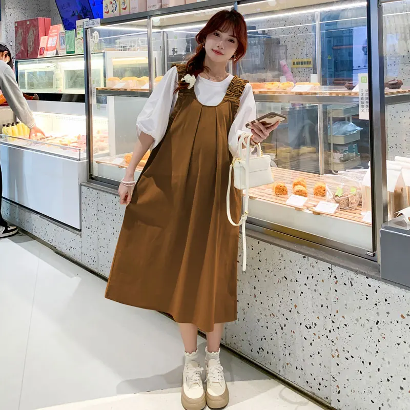 P74049# Maternity Clothes Suspender Loose Elegant Cute Sweet Style Slim Pregnancy 2 Pcs Maternity
