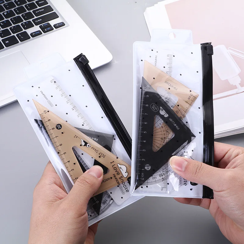 4 pcs Rulers Set Multi-function Professional Compass Ruler Drawing Tools School Supplies Students Stationery