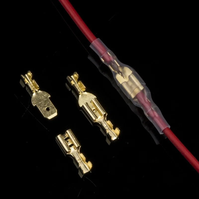Terminal Connector 100Pcs 2.8/4.8/6.3mm Female Male Crimp Gold Brass Silver Car Speaker Electrical Cable