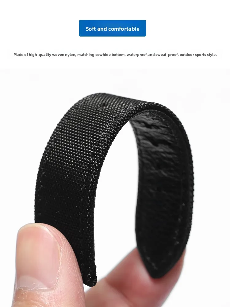 Men's Woven Nylon Watch Strap - Durable Design in Black