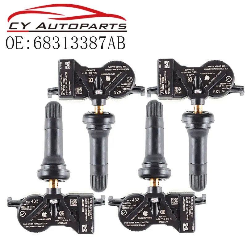 

Датчик давления в шинах 68313387AB для Jeep Compass 2014-2018, TPMS 433 МГц, 68313387AA, 4 шт.