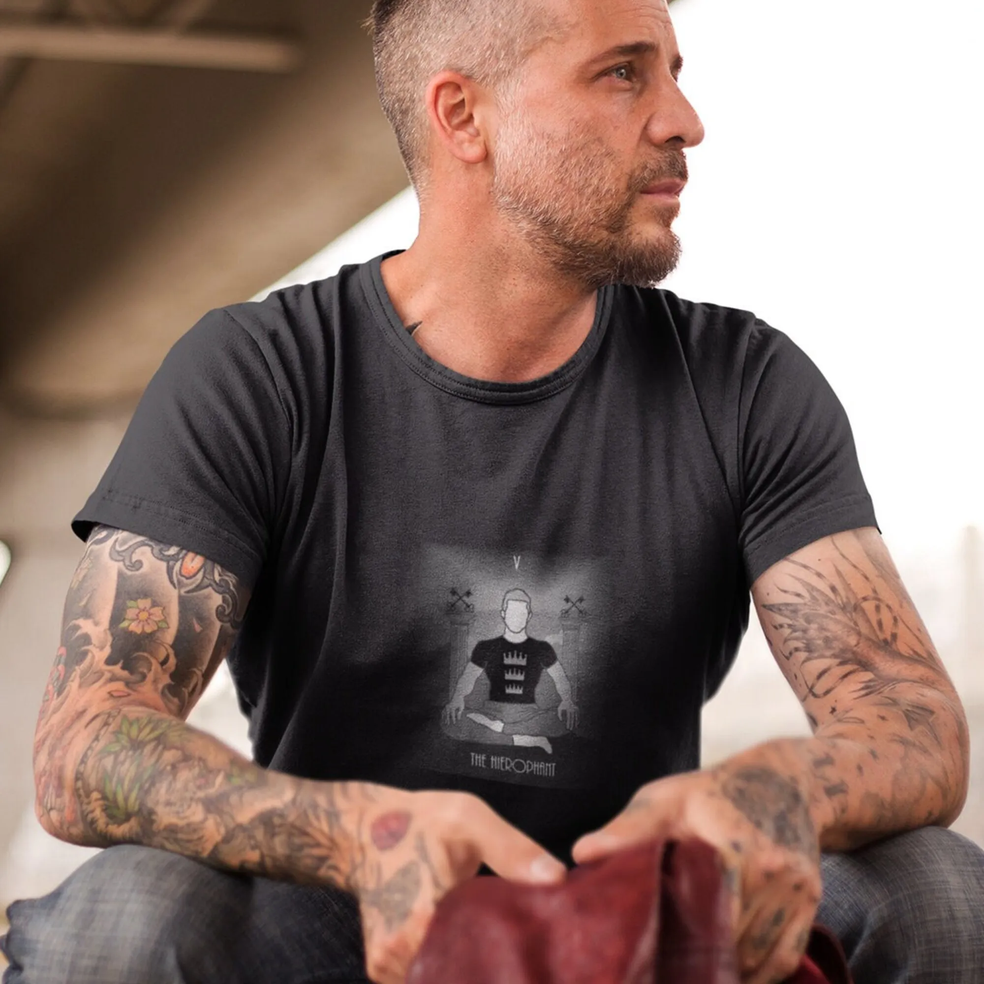 The Hierophant Top Tarot Card Tee Abbigliamento Gotico Nero Abbigliamento Quotidiano Street Shirt Major Arcana Custom