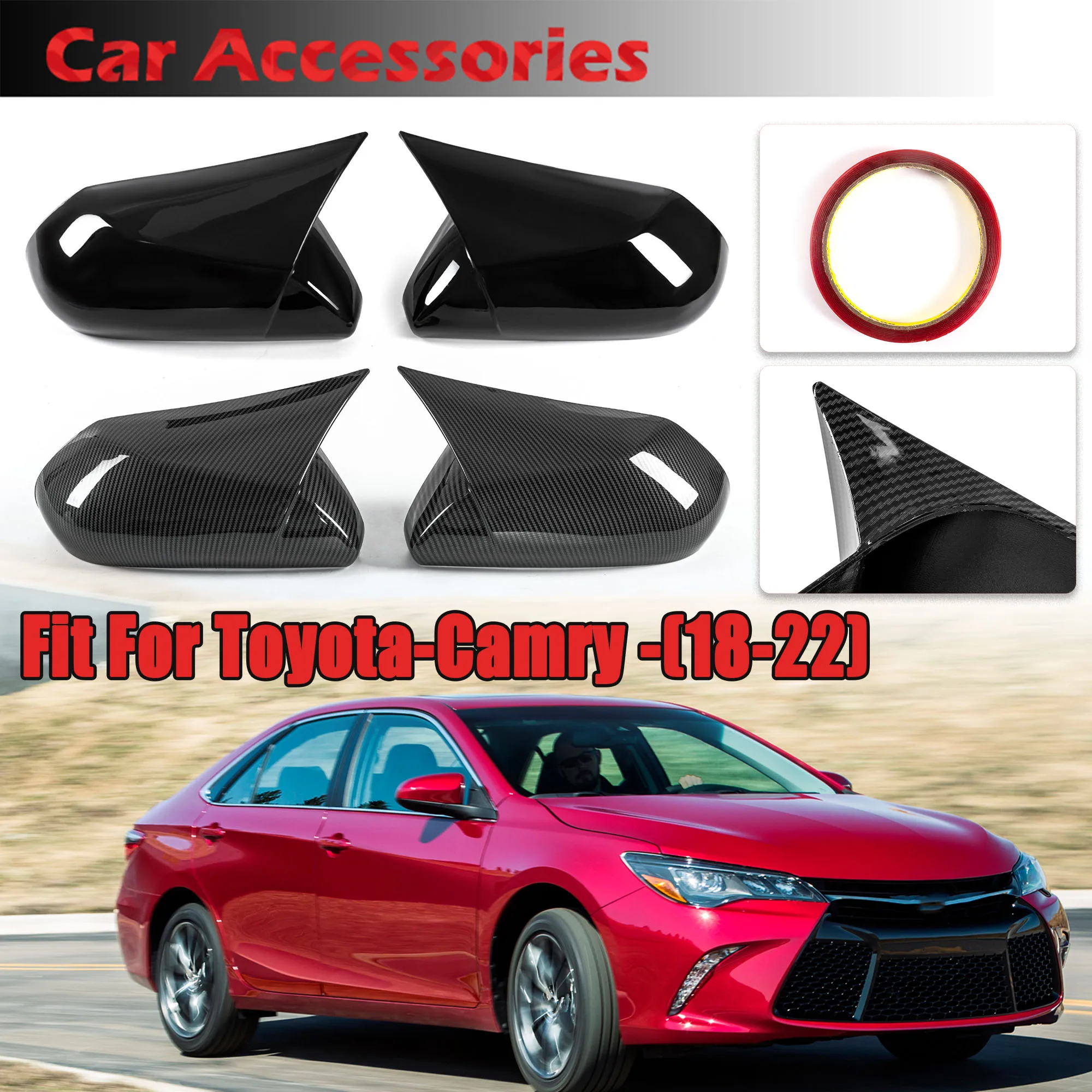 

Rhyming 2pcs Side Wing Rearview Mirror Cover Trim Black Decor Caps Car External Accessories For Toyota Camry Avalon 2018-2022