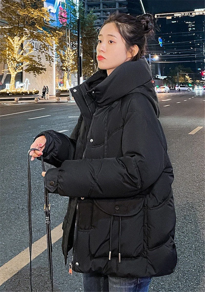 Winter Jacket Women Overcoat Hooded Thick Down Cotton Padded Coat 2023 New Female Long Sleeve Casual Puffer Parkas Outwear