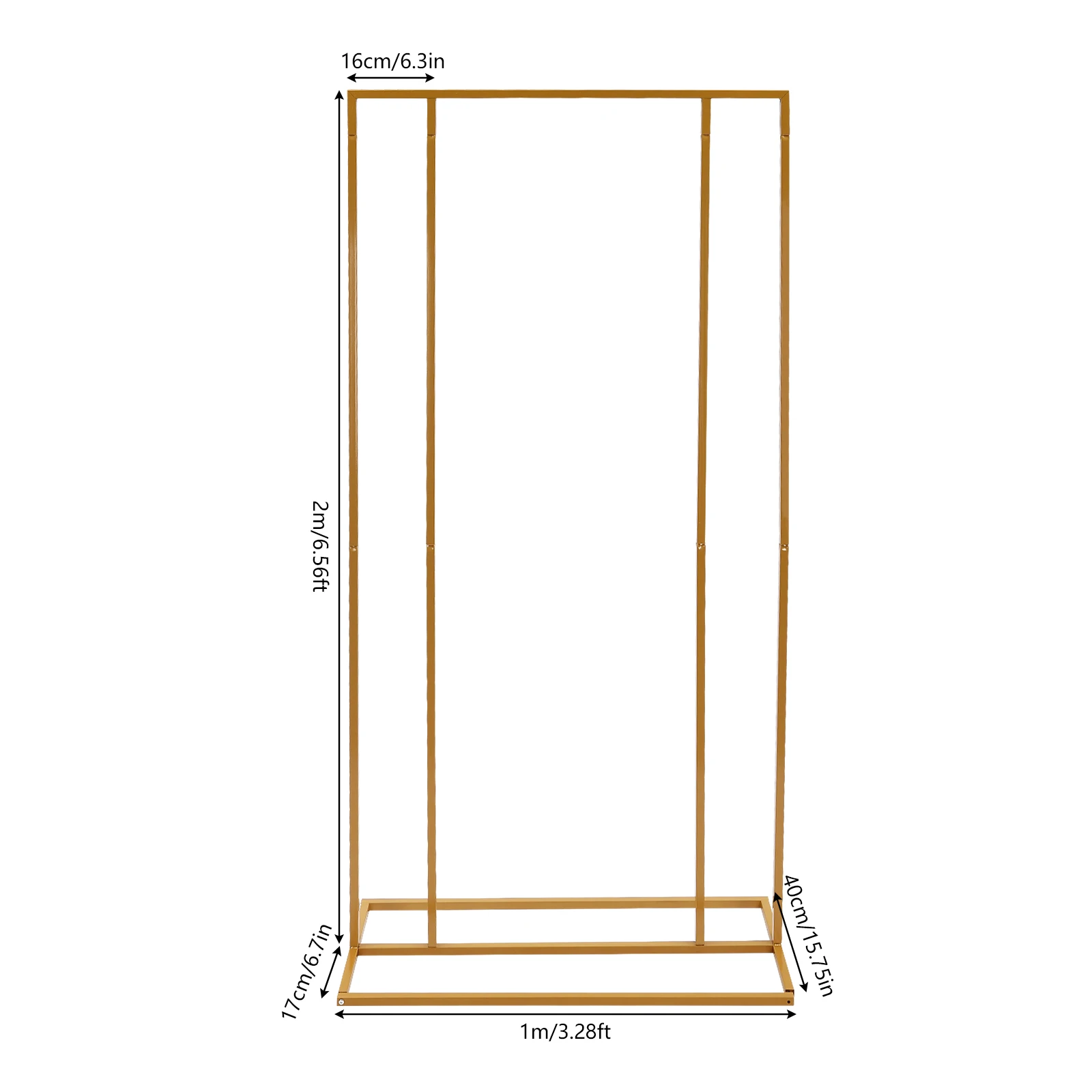 2m Golden Wedding Backdrop Stand 6.56ft Balloon Flower Rack Durable Party Stage DIY Decor Frame