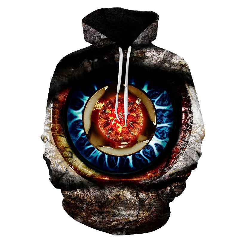thumbnail image 1 of Sudadera con capucha con estampado de globo ocular en 3D para hombre, sudaderas casuales de manga larga con personalidad, sudaderas con capucha de gran tamaño para niños, ropa de calle, 1 of 5