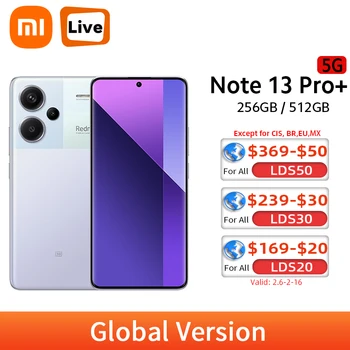 글로벌 버전 샤오미 레드미 노트 13 프로 플러스 5G 휴대폰, 200MP OIS 카메라, 1.5K 120Hz AMOLED 120W 하이퍼차지 AI 얼굴 잠금 해제