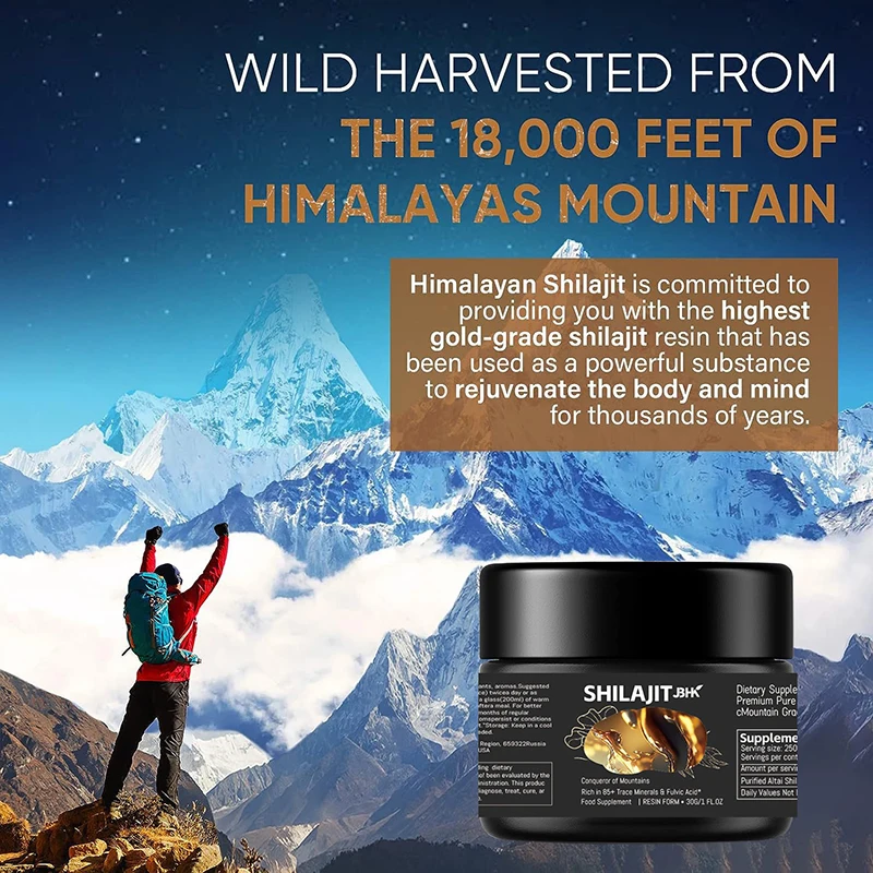 Himalaya Shilajit Mineral Supplements Natural Organic Shilajit with 85+ Trace Minerals & Fulvic Acid