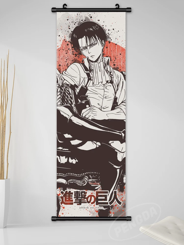  Attack on Titan Home Decor Anime Shingeki no Kyojin Cosplay  Wall Scroll Poster Fabric Painting Levi & Mikasa Ackerman 23.6 X 17.7  Inches-134: Posters & Prints