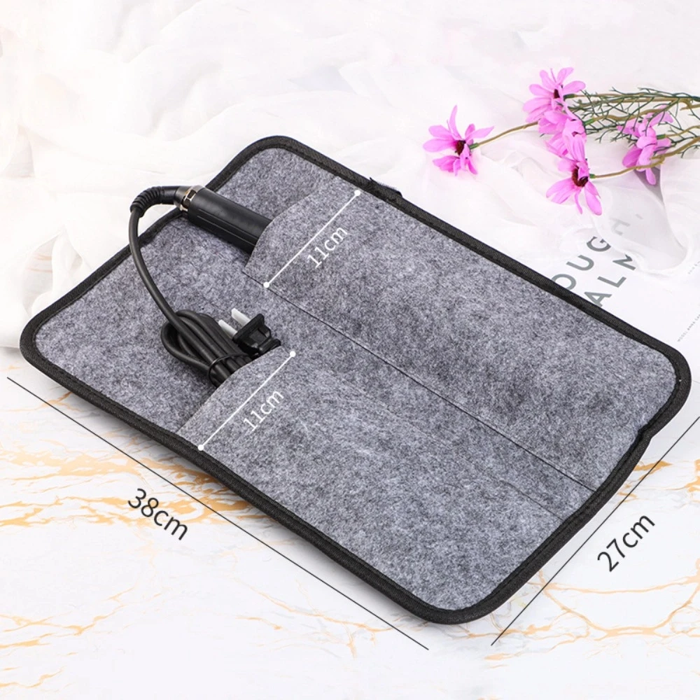 Felt Curling Iron Bag Dustproof Protective Cover Straightener Storage Pouch Heat-Resistant Curling Iron Insulation Mat