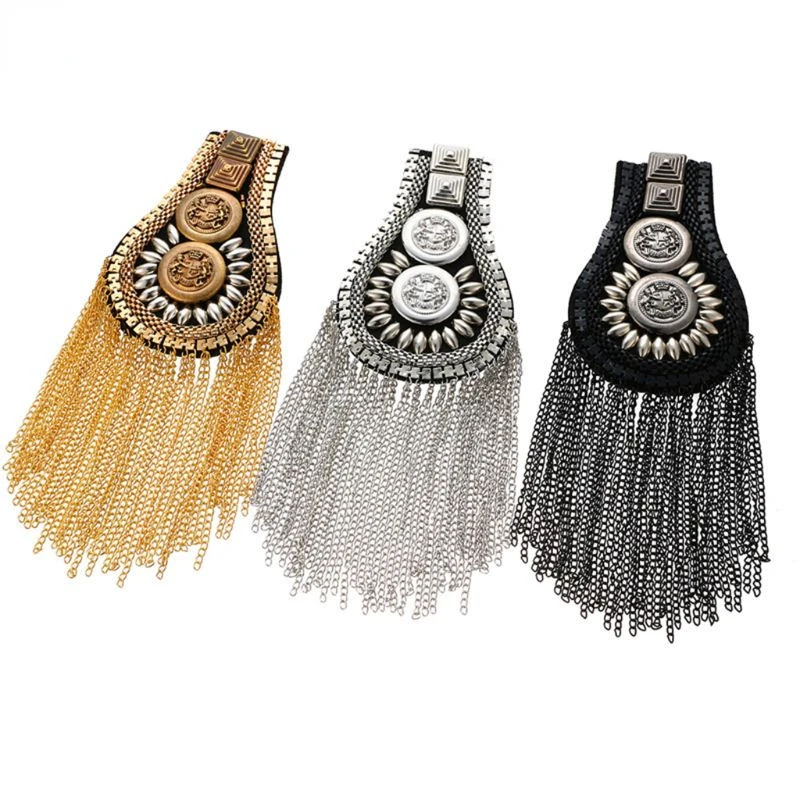 Handmade Rhinestone Fashion Tassel Chain Shoulder Board Badges Beads