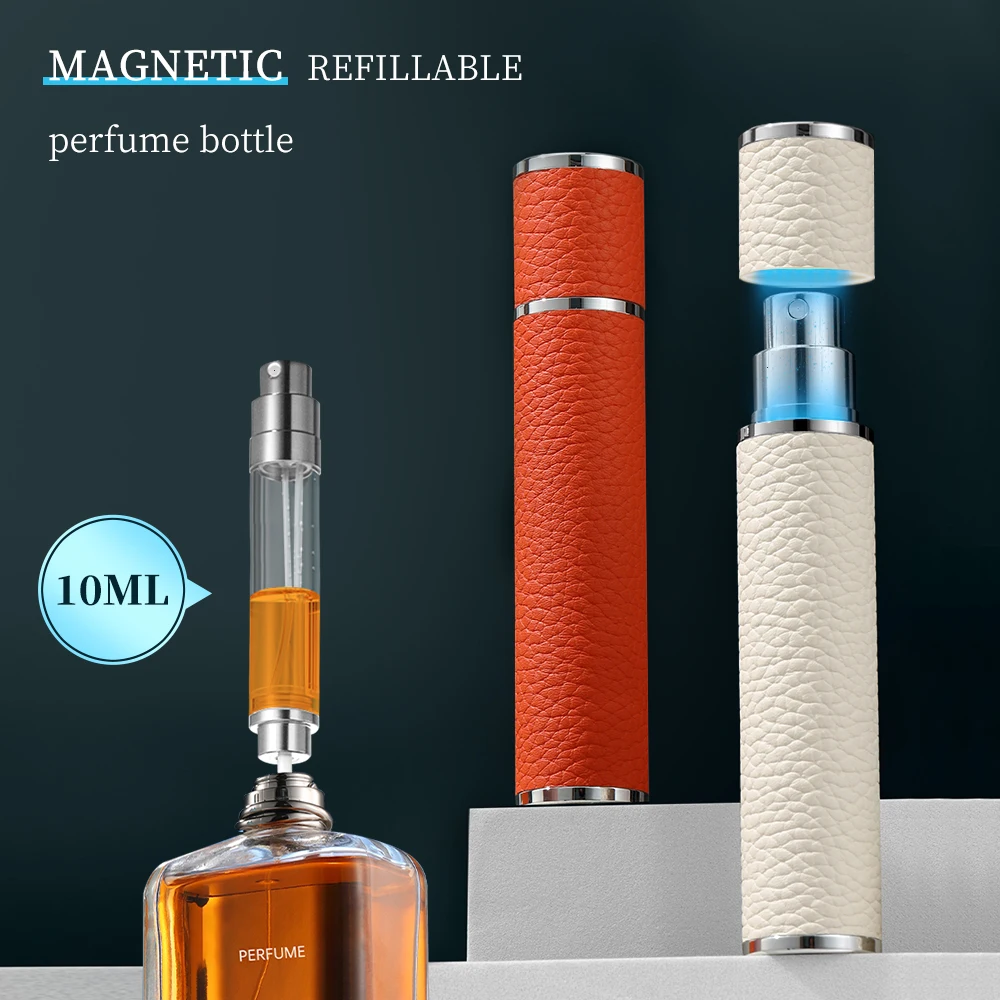Louischanzl 10ml magnet Perfume Atomizer Bottle Portable leather Sprayer for Boarding Tight Sealing Travel Perfume Spray gift