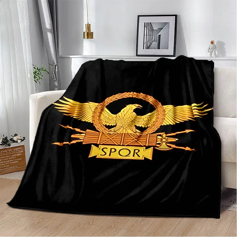 로마 SPQR 로고 인쇄 담요 패션 따뜻한 담요 부드럽고 편안한 담요 홈 여행 담요 생일 선물