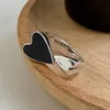 Bague Girlbible en argent sterling 925 pour femme, couple, minimaliste, faite à la main, rétro, avec pierre noire, bijoux de fête, cadeau, anti-allergie