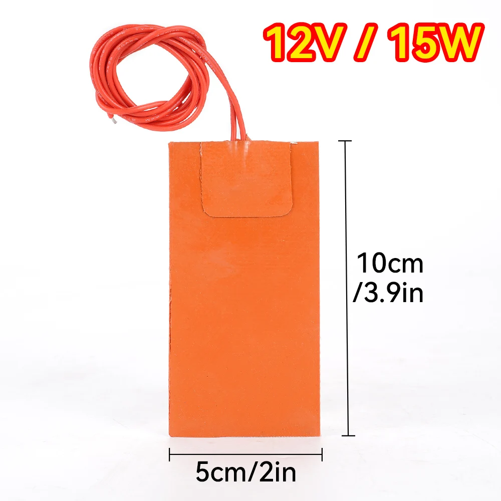 12V Silicone Heater Vehicle Fuel Engine Fuel Tank Heating Pads 15W High Temperature Resistance Heating Waterproof Pad
