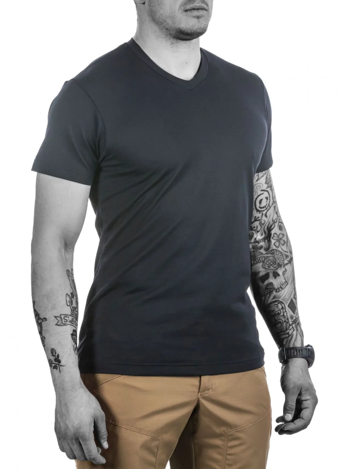UFPRO Summer Men's Hiking Quick Drying Clothes Solid Color T-shirt V-neck Quick Drying Short Sleeves