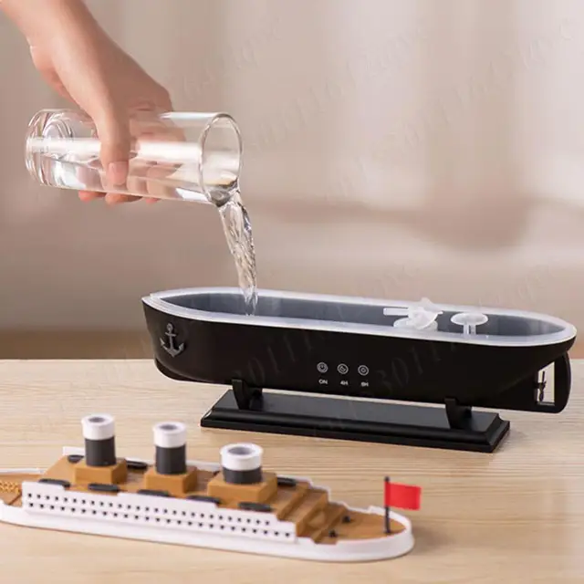250ml Titanic Ship Model Air Humidifier Essential Oil Diffuser Jellyfish Smoke Ring Spray Aroma Diffuser Night Light for Home 4
