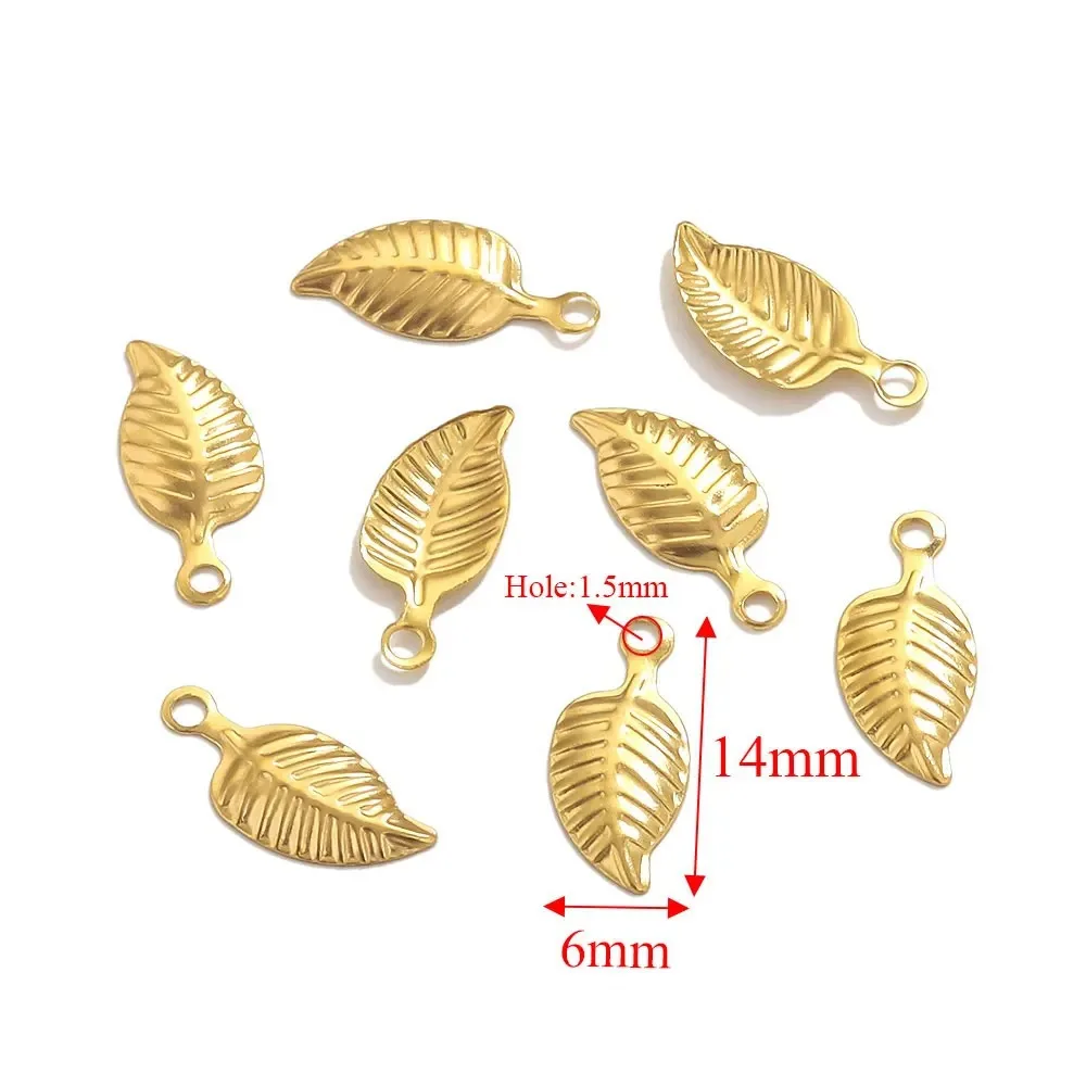 Stainless Steel Fittings Gold Leaves DIY Accessories Pendant Wholesale 10
