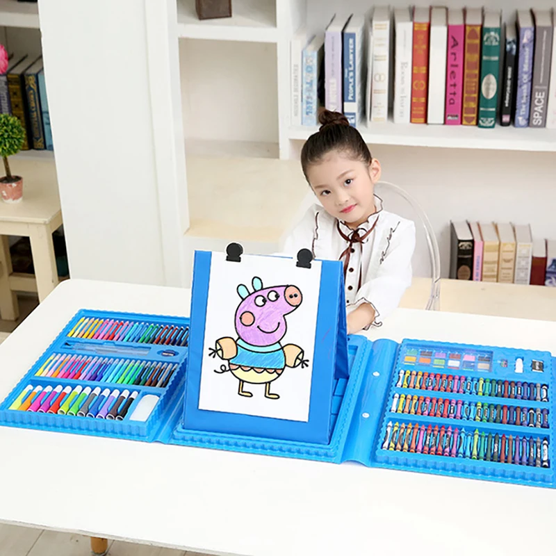Art Painting Set Sketch Drawing Art Set Watercolor Pencil Crayon Water Pen Drawing Board Doodle Supplies Student Educational Toys Gift 208PCS