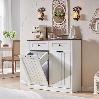 Double Tilt-Out Farmhouse Trash & Laundry Cabinet 1