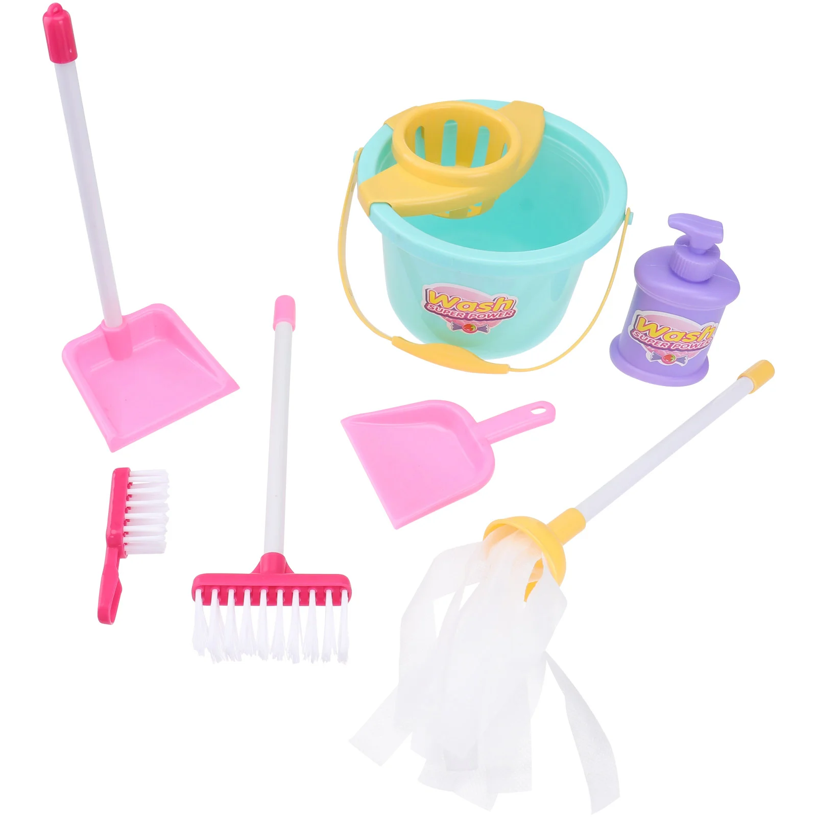 7 Pcs Cleaning Mopping Set Children Tools Children’s Toys Mini Cosplay Plastic Small Playthings 4