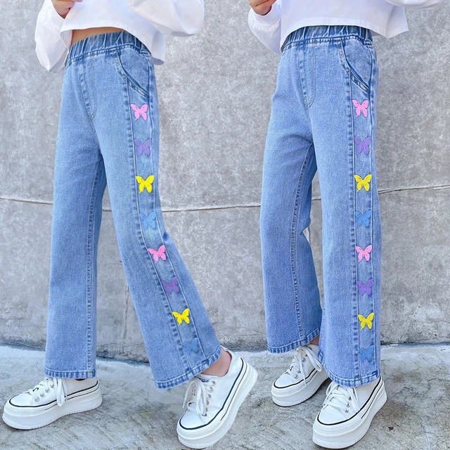 New Girls Jeans Autumn And Winter Teenage Kids Wide Leg Pants