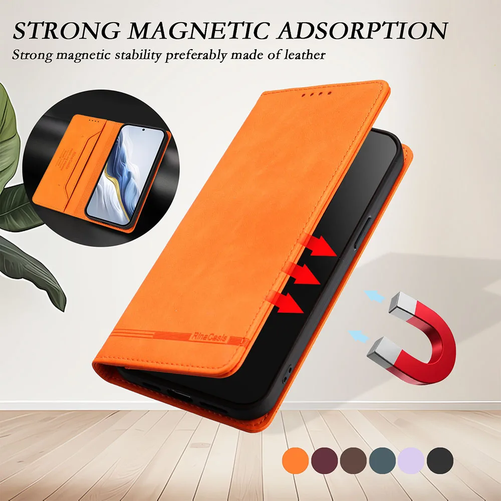 Magnetic Leather Wallet Flip Case - Premium Back Cover in Elegant Design