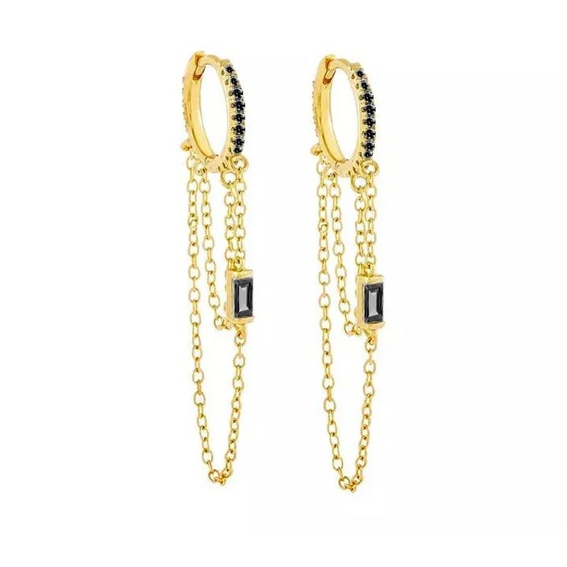 Orecchini A Cerchio Catena In Argento Sterling 925 - Piccoli Huggies Alla Moda Per Donna - Regalo - 3