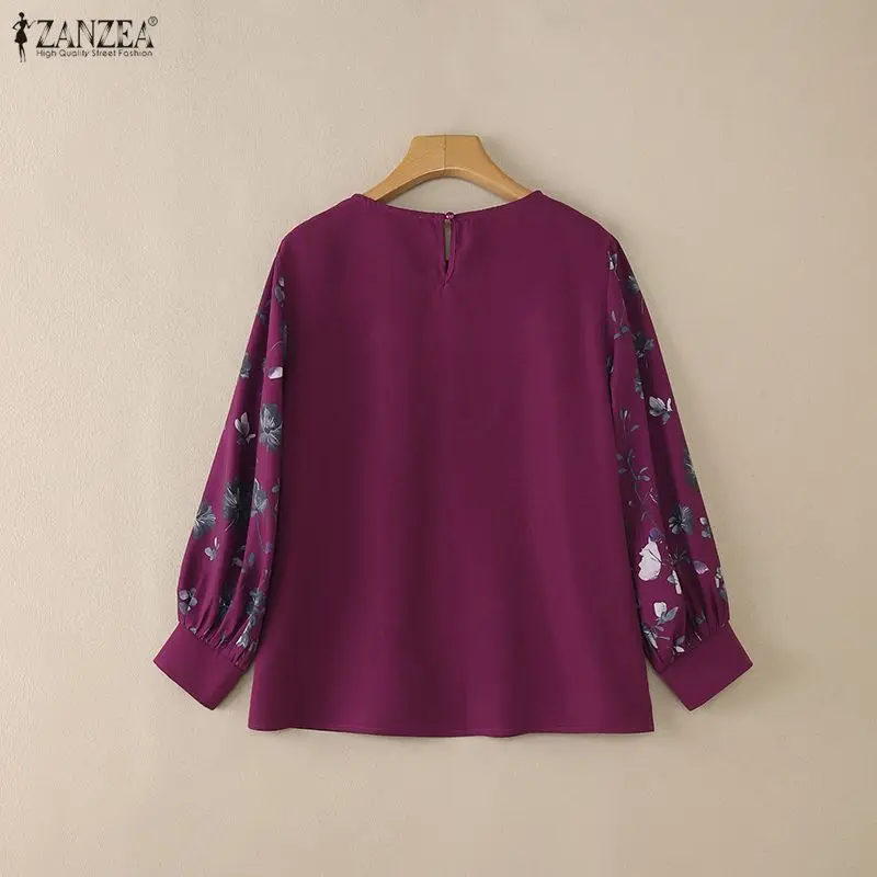 ZANZEA Herbst Blusen Frauen Stilvolle Langarm Gedruckt Bluse 2026 Frühling Casual O Neck Tops Weibliche Elegante Arbeit Hemd Mujer – Detail 15