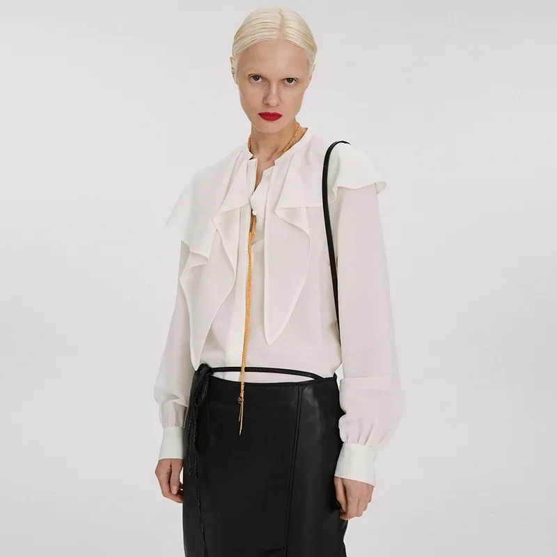 

Summer Irregular Collar Design Niche Loose Long-sleeved Shirt for Women