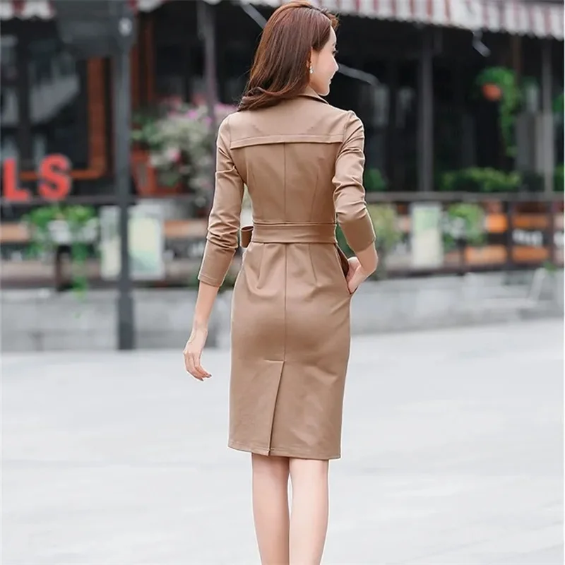 

Women's Dress 2023 Spring Autumn New Female Long Sleeved Dress Mid-length Slim Package Hip Dress Ladie Fashion Waist Dresses