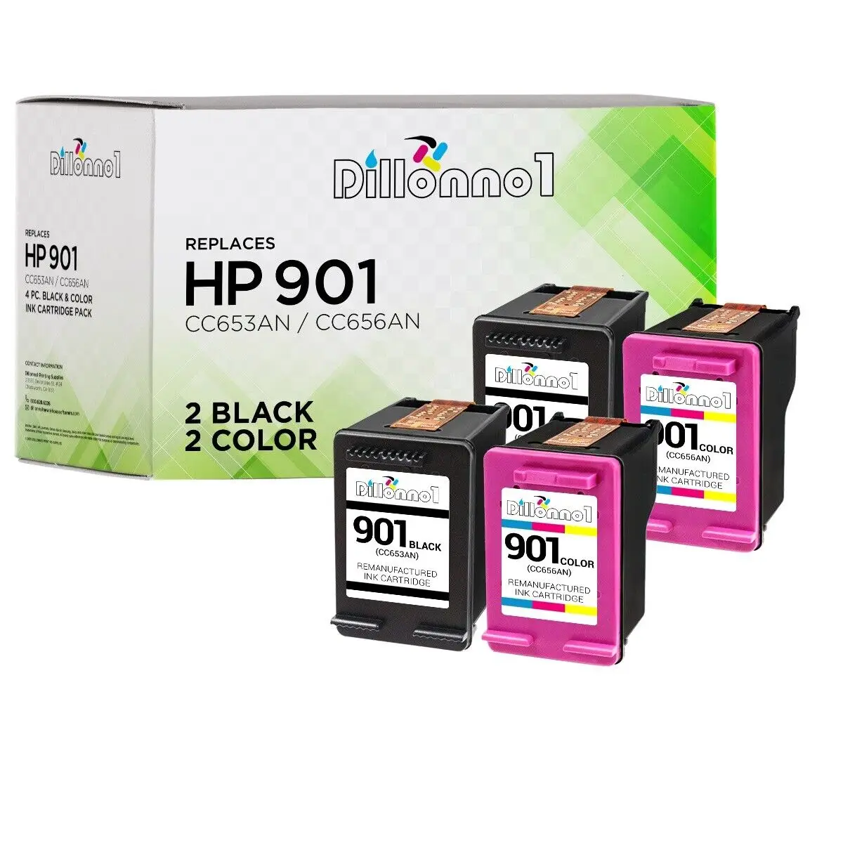 4Pk Per Hp 901 Per Inchiostro Hp901 Cc653An Cc656An 4500 J4524 J4525