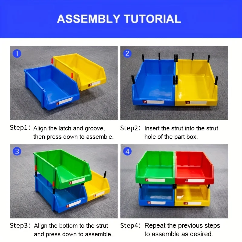 LEADLOONG X1 12pcs 180*120*80mm/7.09*4.72*3.15inch Plastic Stackable Storage Bins Small Tool Component Box for Garage 6