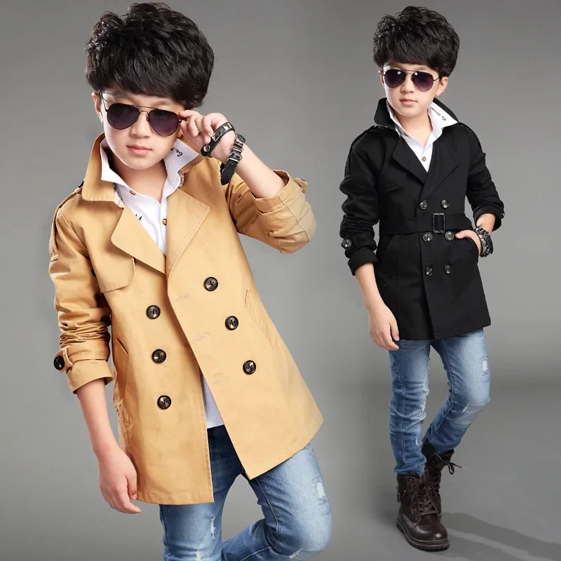 

2023 New Kids Coat Boys Coats Spring Tops Big Children's Cotton Outdoor Clothes Windbreaker Children's Trench Coat