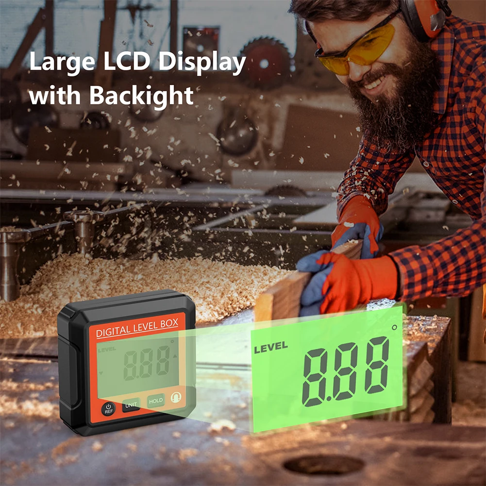 

4*90° Level Angle Digital Protractor Inclinometer Finder Magnetic Angle Measuring Gauge Backlit LCD Display Gauging Tools