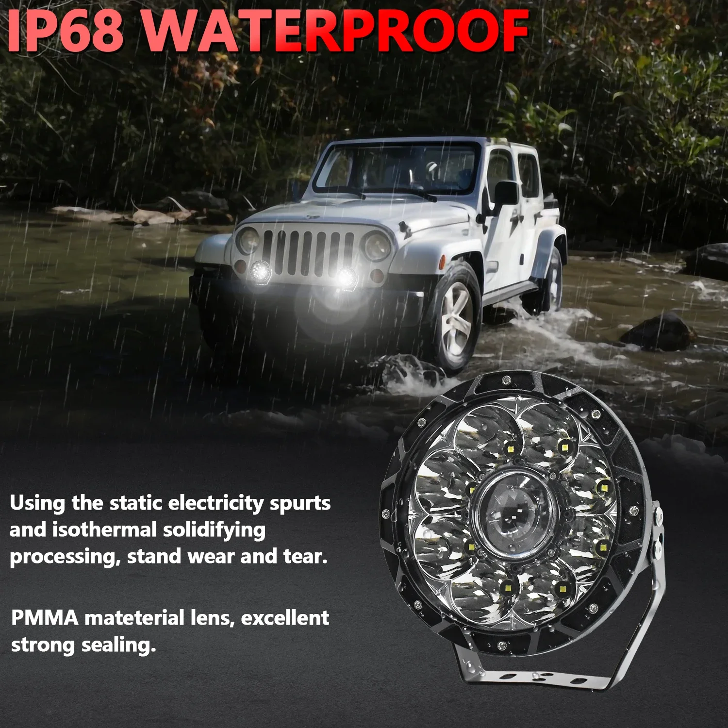 7inch Universal Off Road Long Range 24v Truck 300W  Mile Spot Flood Light Car Daytime Driving LED Lighthouse 12V Boat Waterproof