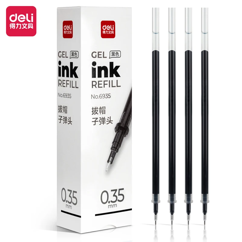 Deli 20pcs 0.35mm Black Ink Gel Pen Refill Suitable For Gel Pen Refill Replacement School Supplies Office Pen Stationery