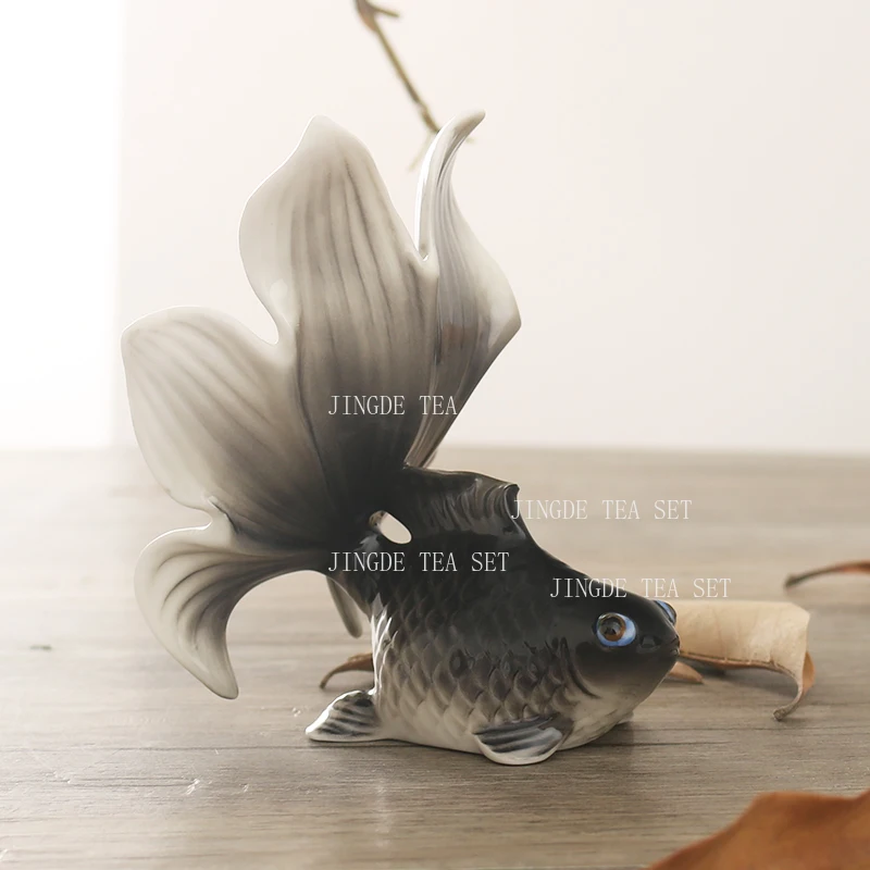 Ceramic Tea Pet Ornaments Sustainable Three-dimensional Home Decor Accessories Goldfish Tea Tray Decoration Tea Set Accessories