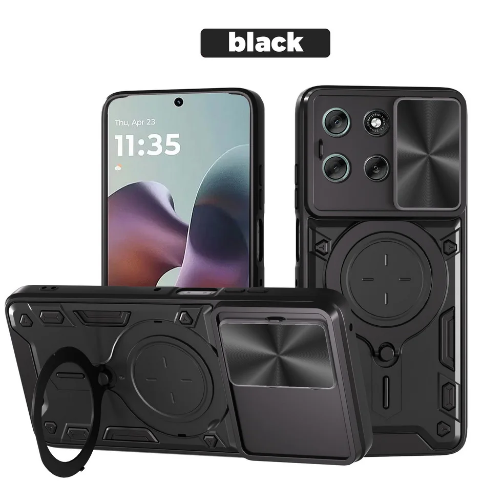 Enhanced Metal Ring Camera Protect Case with Rotating Holder and Armor Design