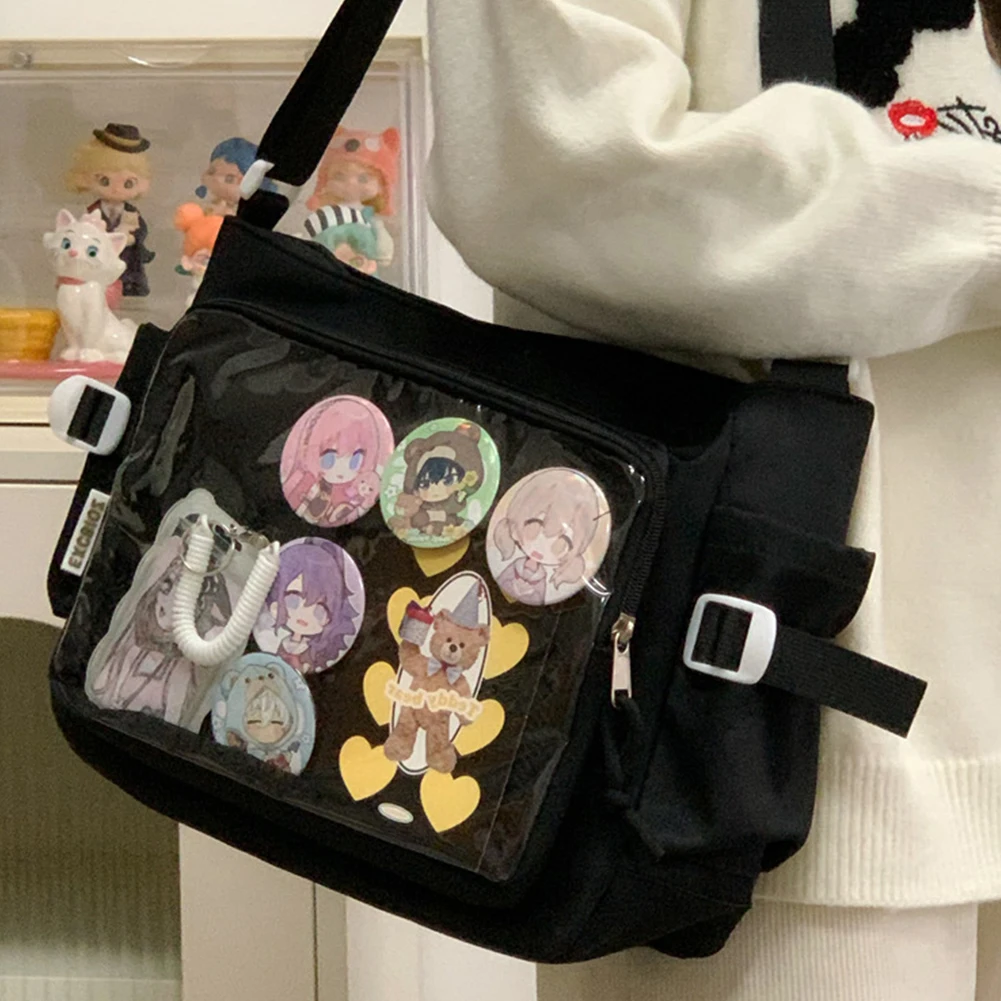 Y2K Trendy Women Ita Bag Lolita Girl Teenagers Transparent Pocket Fashion Crossbody Bag Japanese Cute Clear Shoulder Bag Purse
